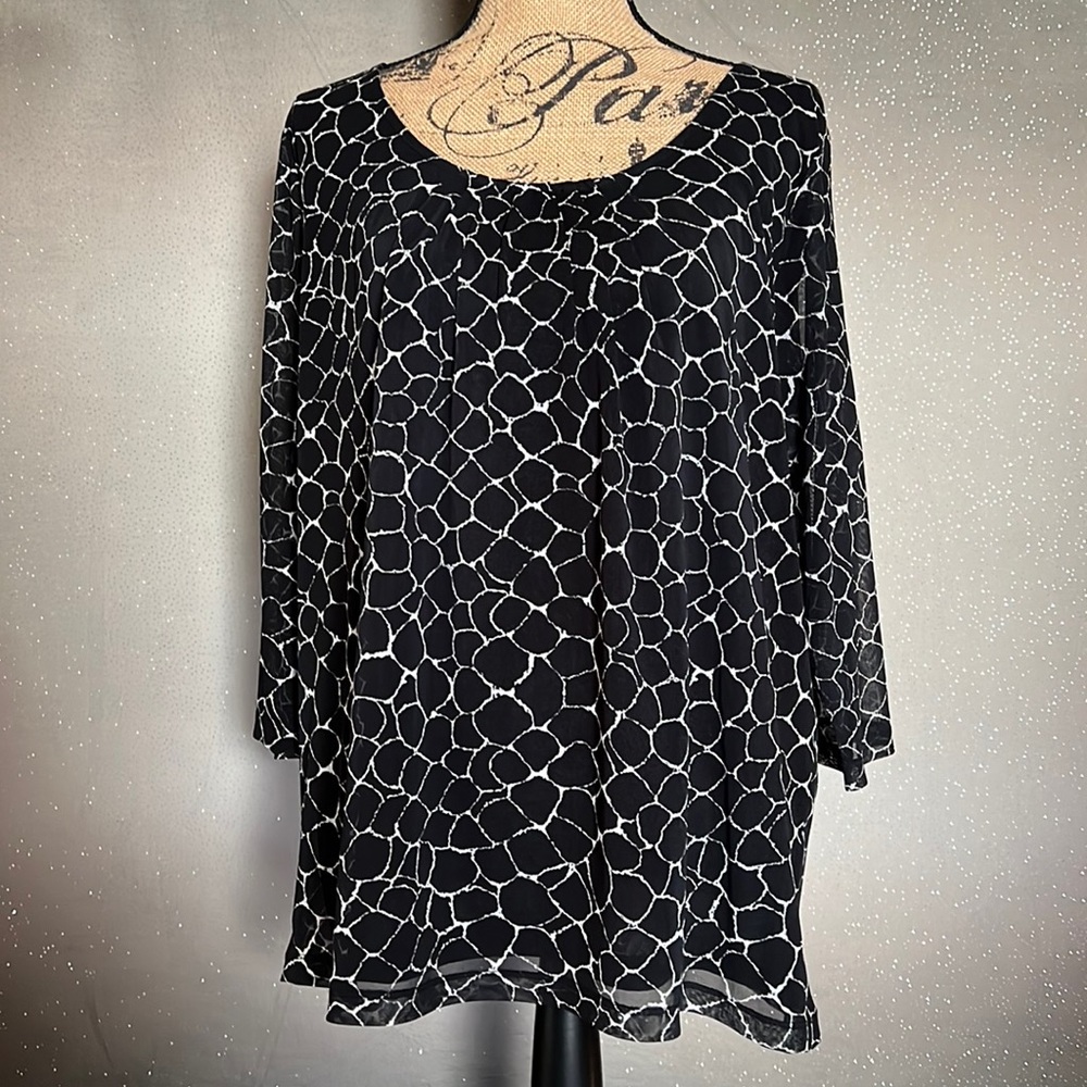 Rafaella Black Sheer Overlay Top 2x